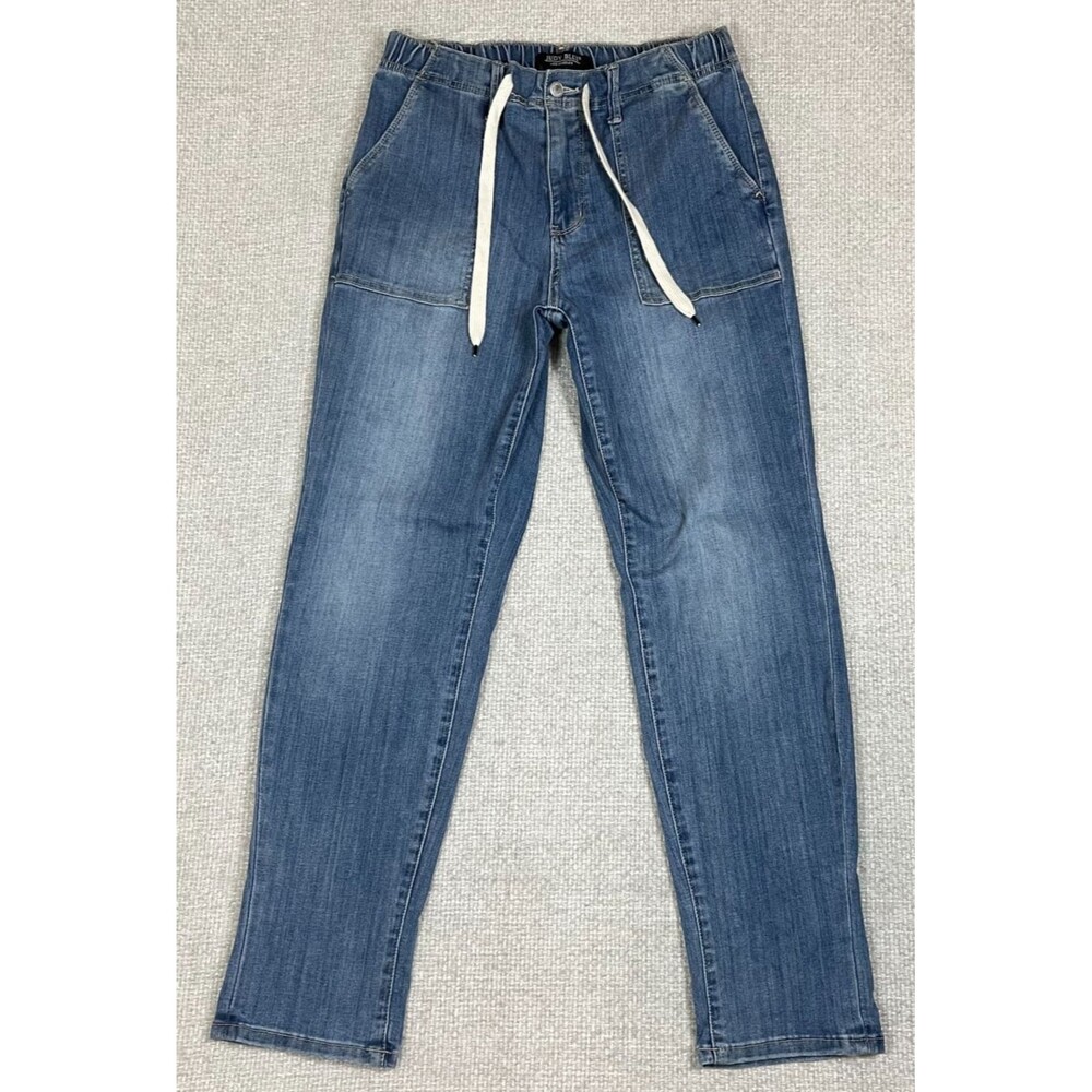 Judy Blue Jeans Womens 7/28 Blue Jogger High Rise Tapered Denim Pants Drawstring - Picture 1 of 12